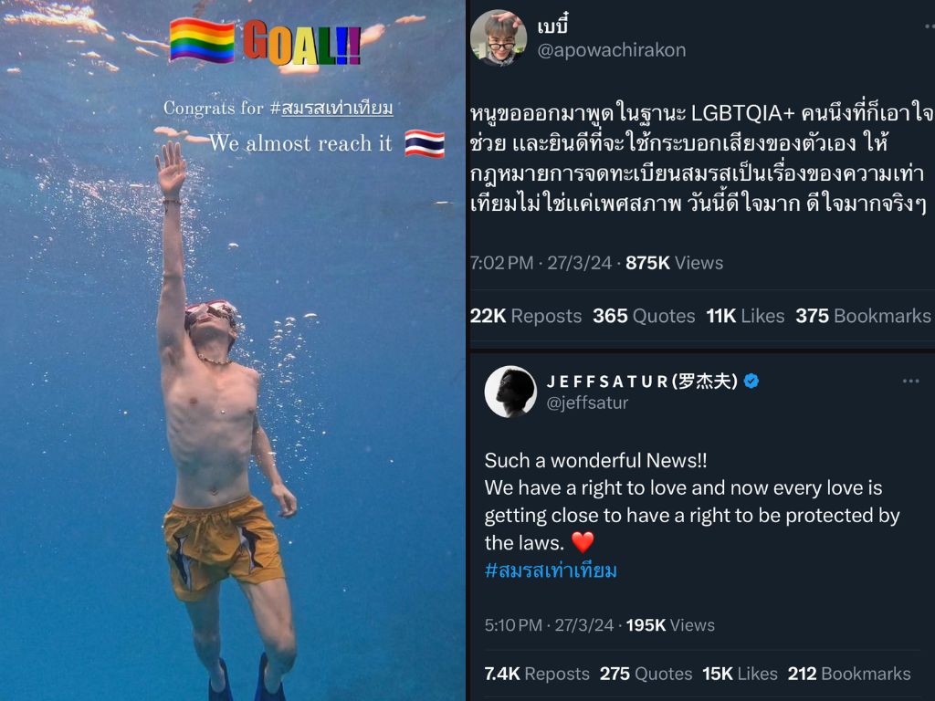 T-Pop stars react to Thailand’s same-sex union bill